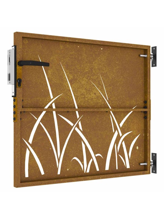 Zahradní branka 85 x 75 cm cortenová ocel tráva