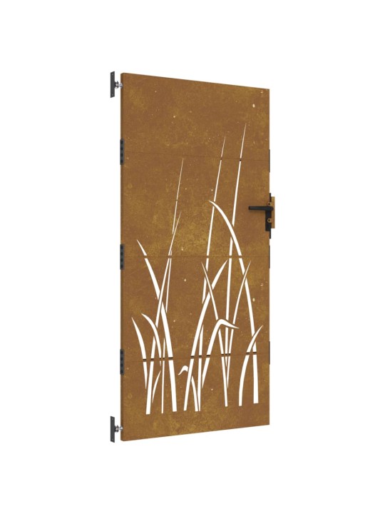 Zahradní branka 85 x 175 cm cortenová ocel Tráva