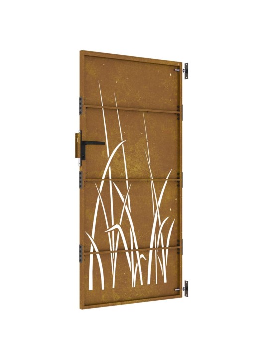Zahradní branka 85 x 175 cm cortenová ocel Tráva