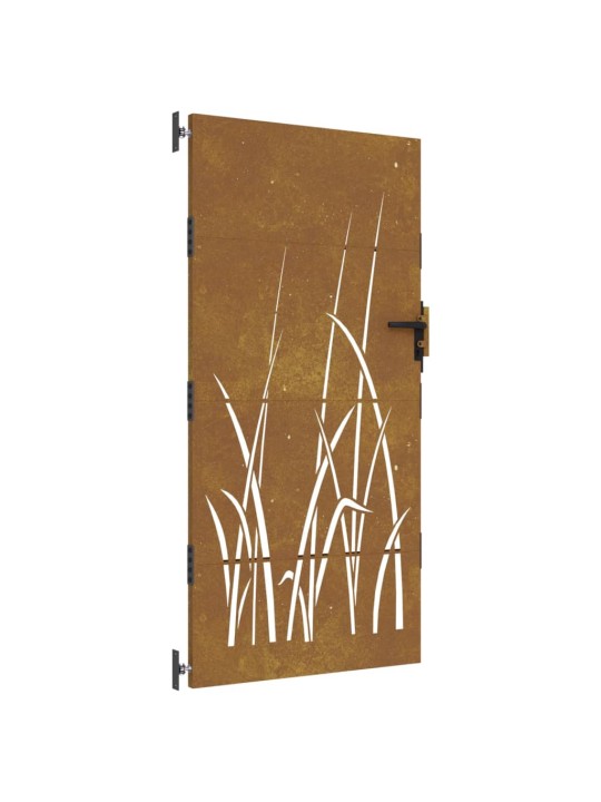 Zahradní branka 85 x 200 cm cortenová ocel Tráva