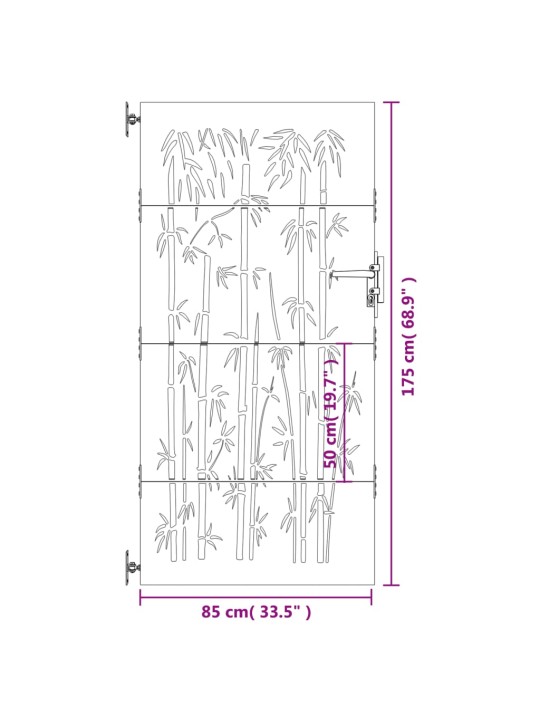 Zahradní branka 85 x 175 cm cortenová ocel Bambus