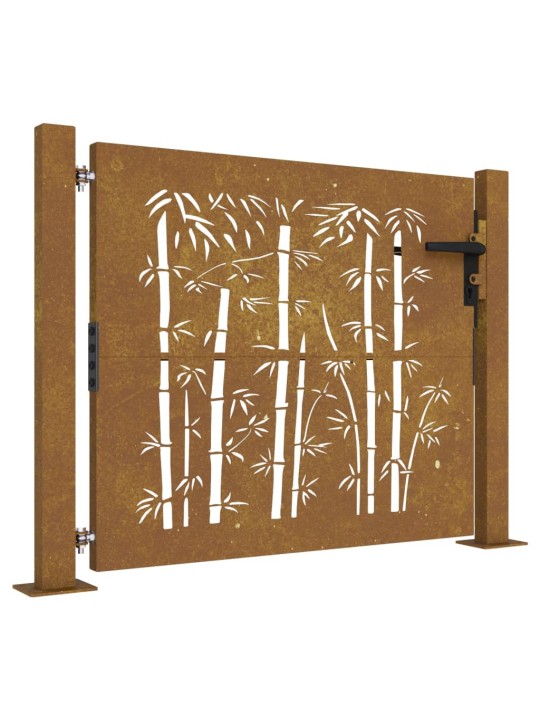 Zahradní branka 105 x 80 cm cortenová ocel Bambus