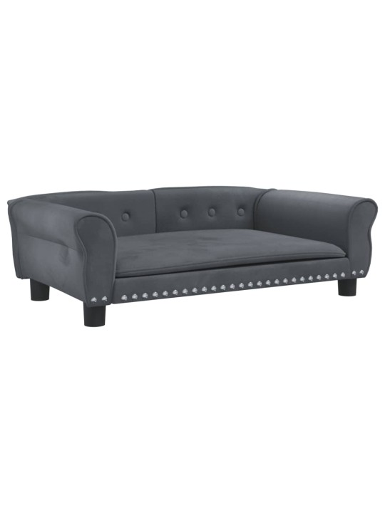 Pelíšek pro psy tmavě šedý 95 x 55 x 30 cm samet