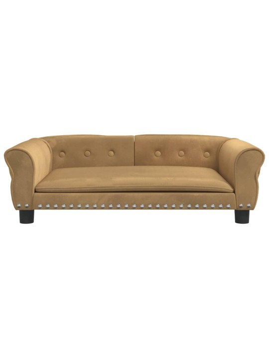 Pelíšek pro psy hnědý 95 x 55 x 30 cm samet