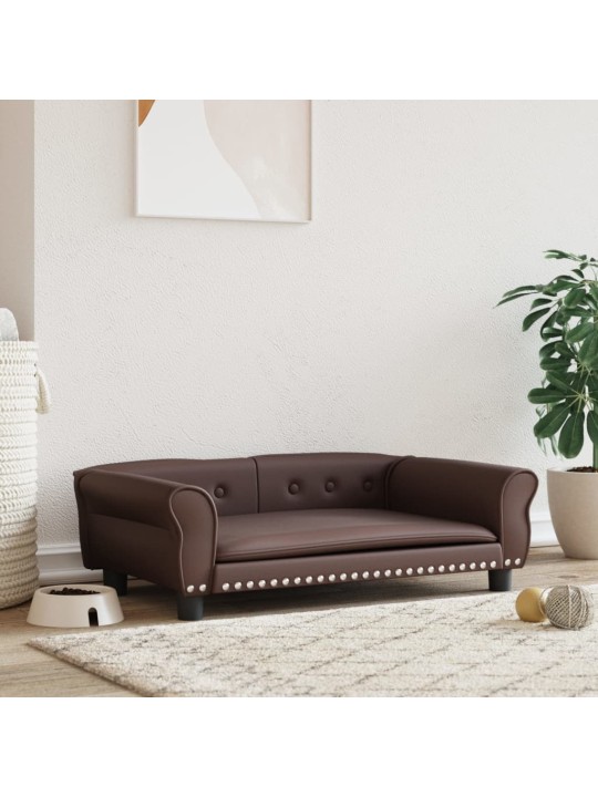 Pelíšek pro psy hnědý 95 x 55 x 30 cm umělá kůže