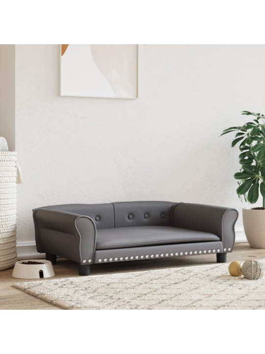 Pelíšek pro psy šedý 95 x 55 x 30 cm umělá kůže