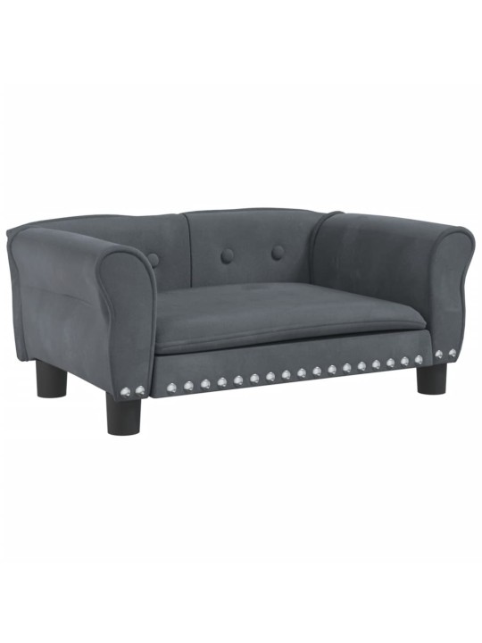 Pelíšek pro psy tmavě šedý 70 x 45 x 30 cm samet