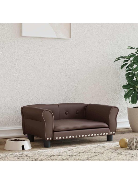 Pelíšek pro psy hnědý 70 x 45 x 30 cm umělá kůže