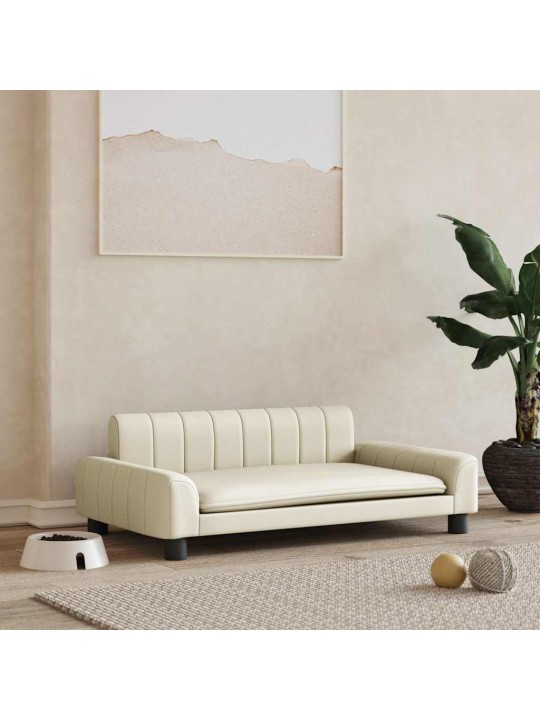 Pelíšek pro psy krémový 90 x 53 x 30 cm umělá kůže