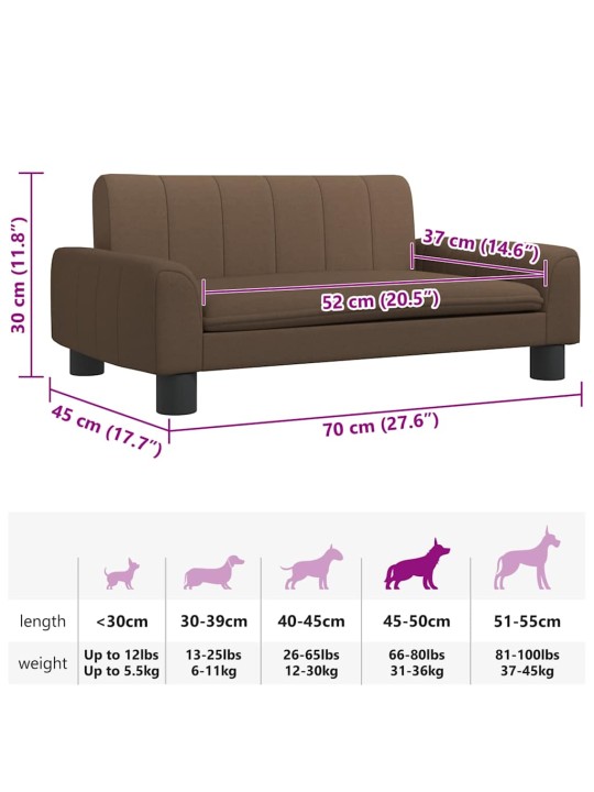 Pelíšek pro psy hnědý 70 x 45 x 30 cm textil