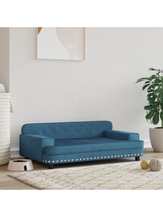 Pelíšek pro psy modrý 90 x 53 x 30 cm samet