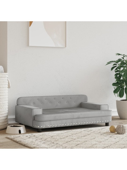 Pelíšek pro psy světle šedý 90 x 53 x 30 cm samet