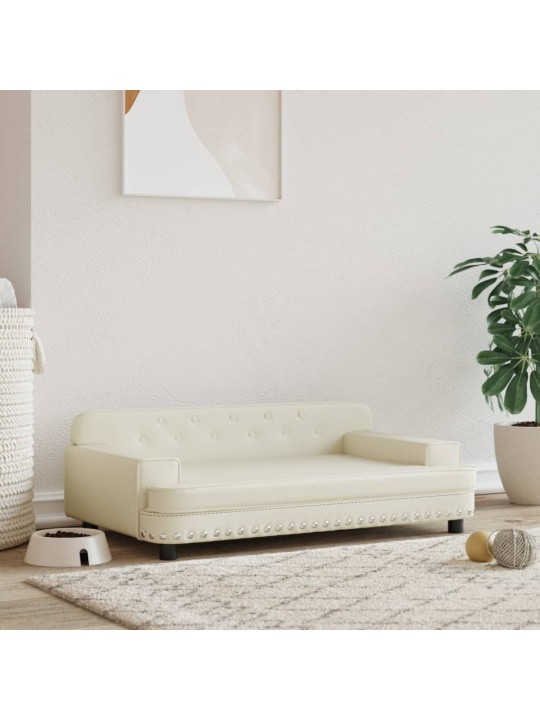Pelíšek pro psy krémový 90 x 53 x 30 cm umělá kůže