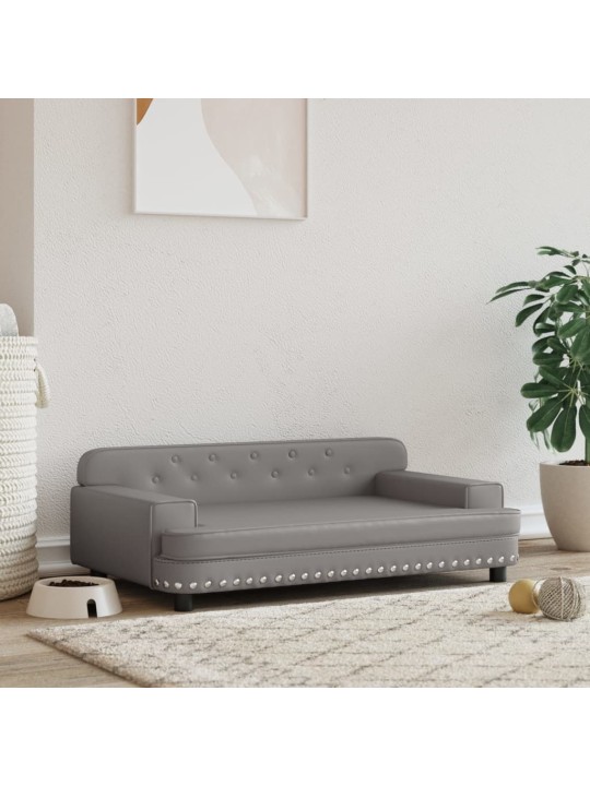 Pelíšek pro psy šedý 90 x 53 x 30 cm umělá kůže