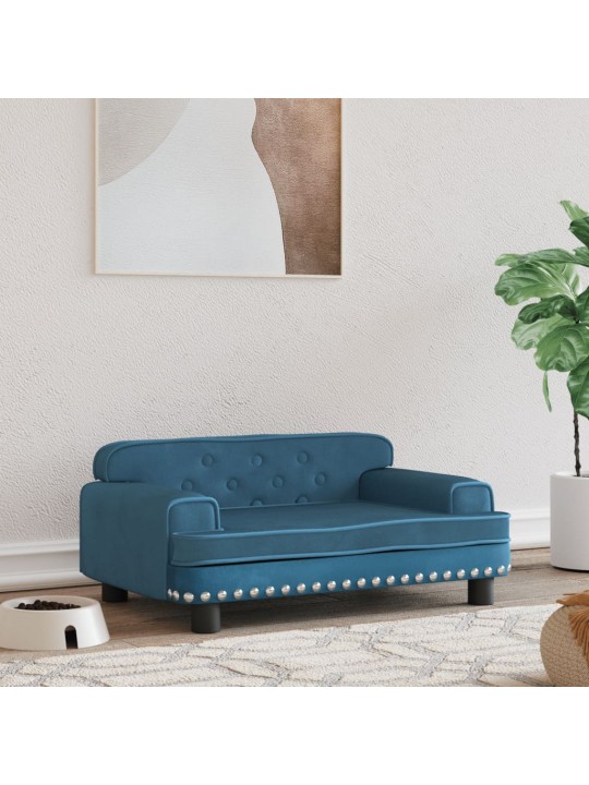 Pelíšek pro psy modrý 70 x 45 x 30 cm samet