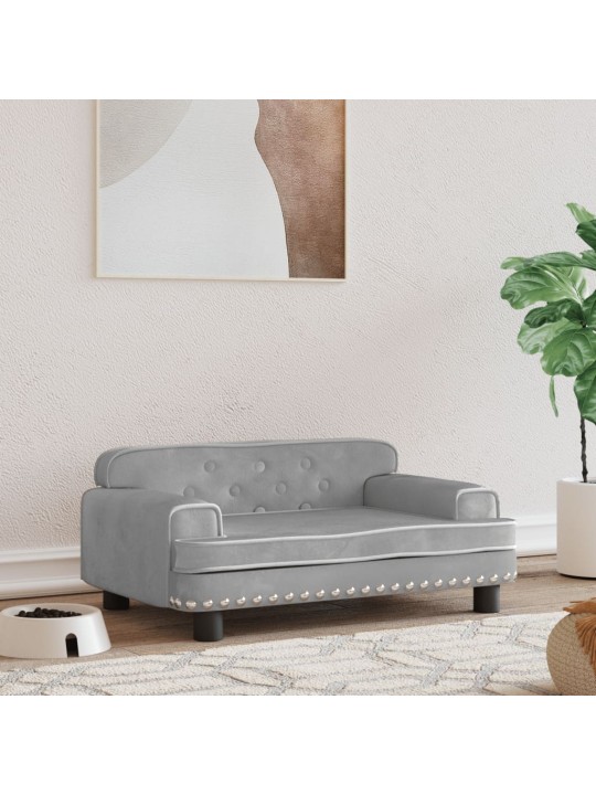 Pelíšek pro psy světle šedý 70 x 45 x 30 cm samet