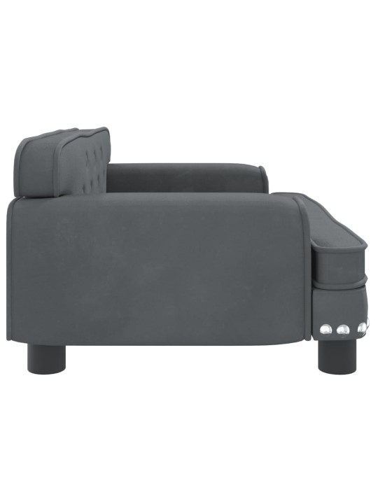 Pelíšek pro psy tmavě šedý 70 x 45 x 30 cm samet