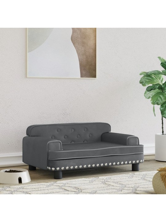 Pelíšek pro psy tmavě šedý 70 x 45 x 30 cm samet