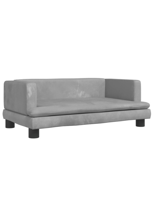 Pelíšek pro psy světle šedý 80 x 45 x 30 cm samet
