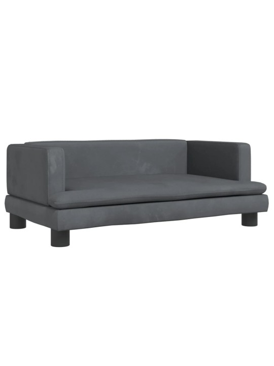 Pelíšek pro psy tmavě šedý 80 x 45 x 30 cm samet
