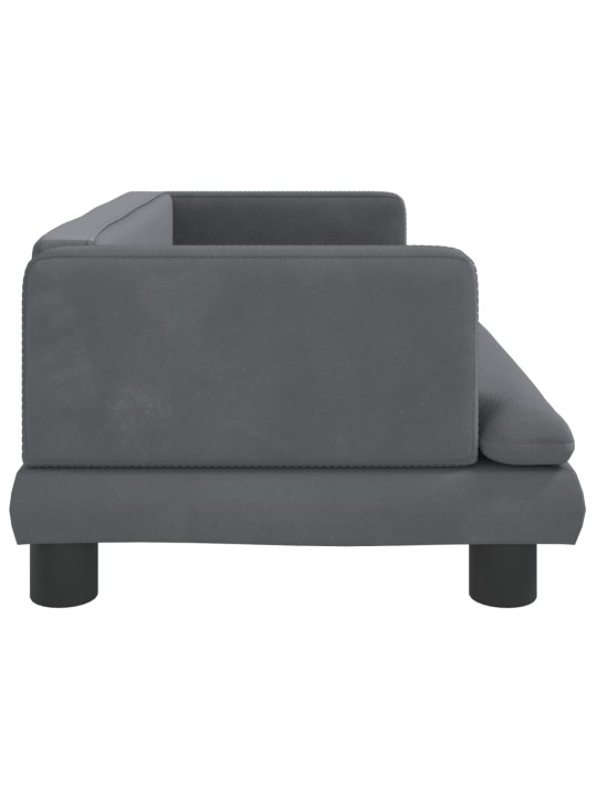 Pelíšek pro psy tmavě šedý 80 x 45 x 30 cm samet