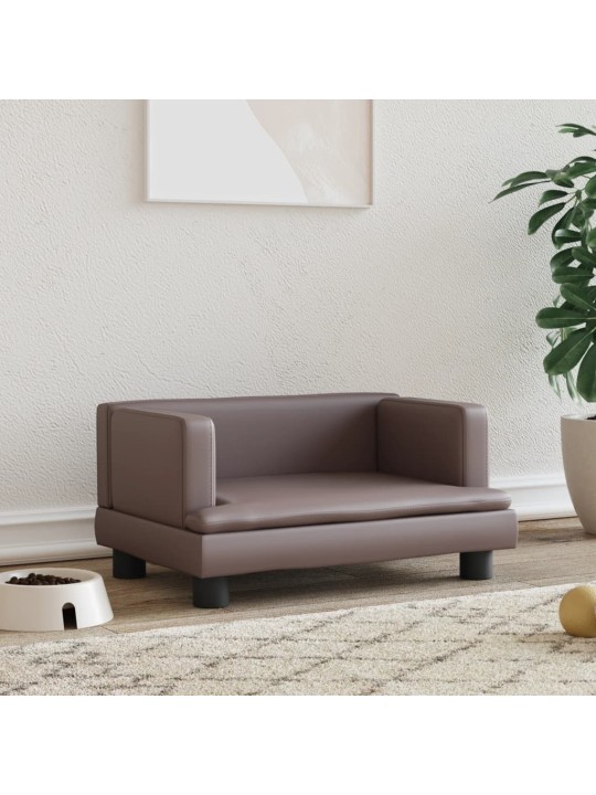 Pelíšek pro psy hnědý 60 x 40 x 30 cm umělá kůže