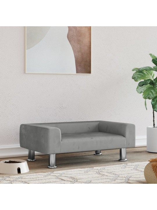Pelíšek pro psy světle šedý 70 x 45 x 26,5 cm samet
