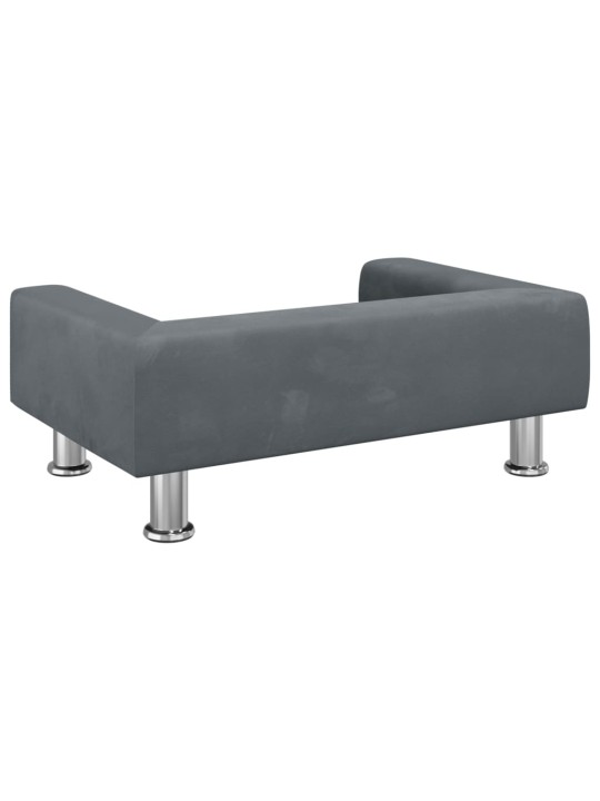 Pelíšek pro psy tmavě šedý 70 x 45 x 26,5 cm samet