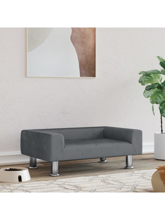 Pelíšek pro psy tmavě šedý 70 x 45 x 26,5 cm samet