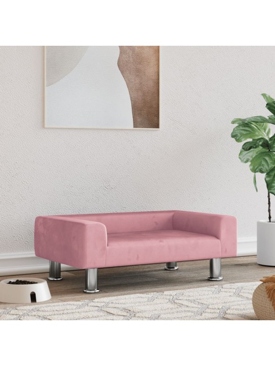 Pelíšek pro psy růžový 70 x 45 x 26,5 cm samet