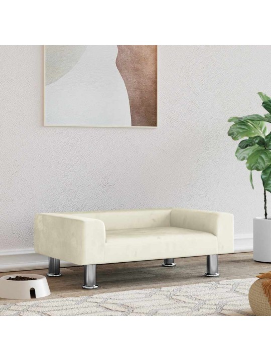 Pelíšek pro psy krémový 70 x 45 x 26,5 cm samet