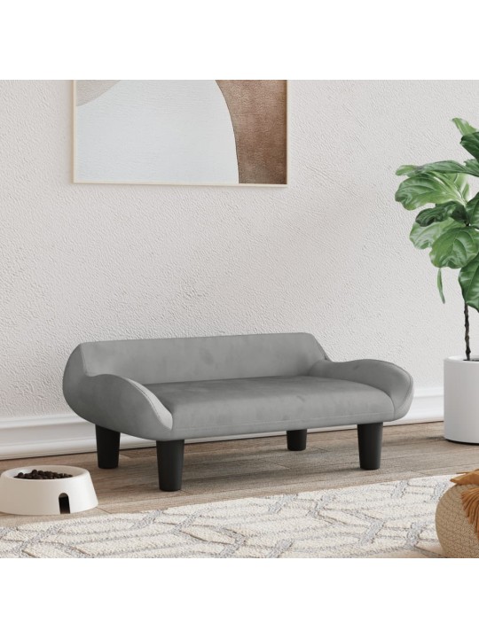 Pelíšek pro psy světle šedý 70 x 40 x 24 cm samet