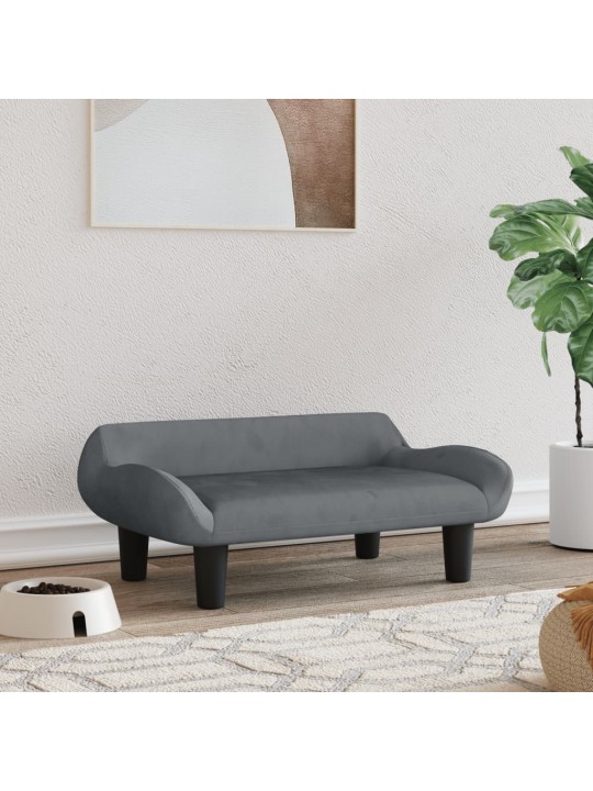 Pelíšek pro psy tmavě šedý 70 x 40 x 24 cm samet