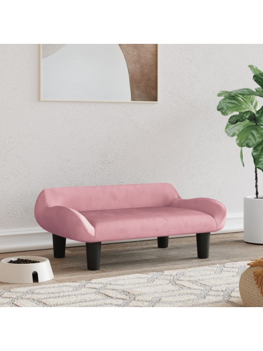 Pelíšek pro psy růžový 70 x 40 x 24 cm samet