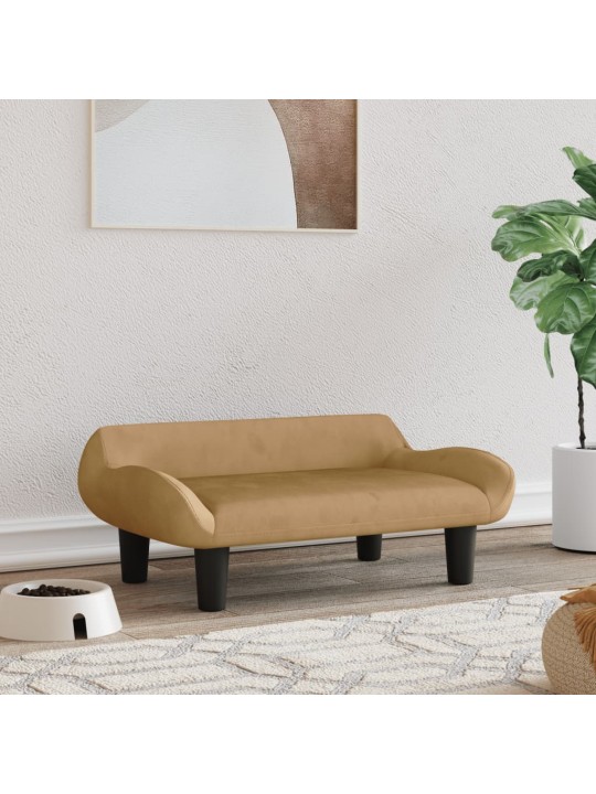 Pelíšek pro psy hnědý 70 x 40 x 24 cm samet