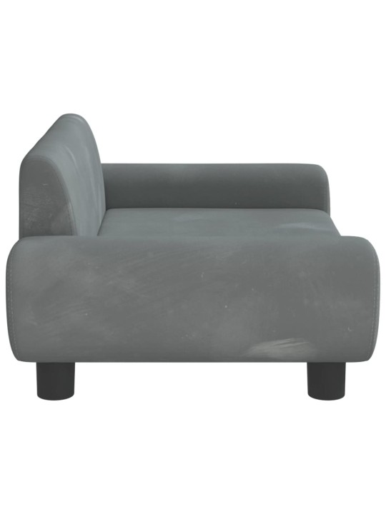 Pelíšek pro psy tmavě šedý 70 x 45 x 33 cm samet