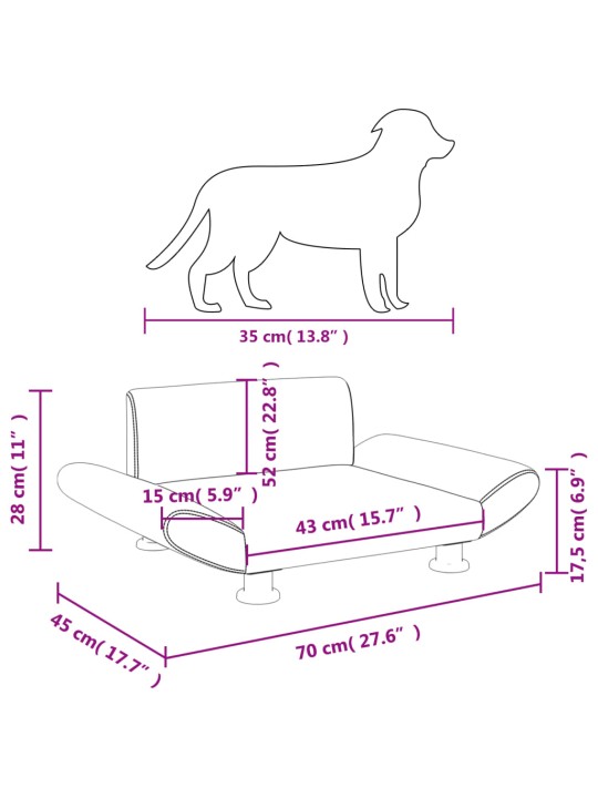 Pelíšek pro psy krémový 70 x 45 x 28 cm textil