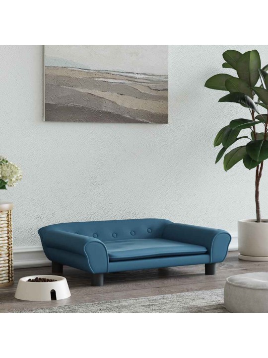 Pelíšek pro psy modrý 70 x 48 x 22 cm samet