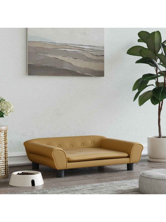Pelíšek pro psy hnědý 70 x 48 x 22 cm samet