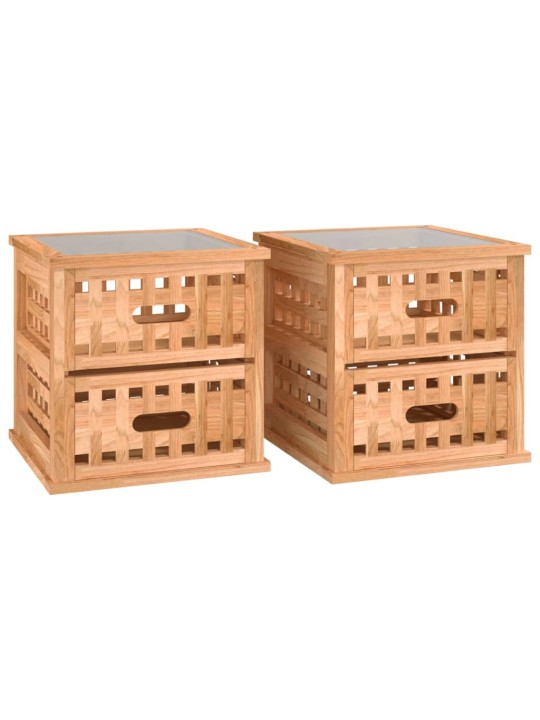 Noční stolky 2 ks 34 x 34 x 34 cm masivní ořechové dřevo