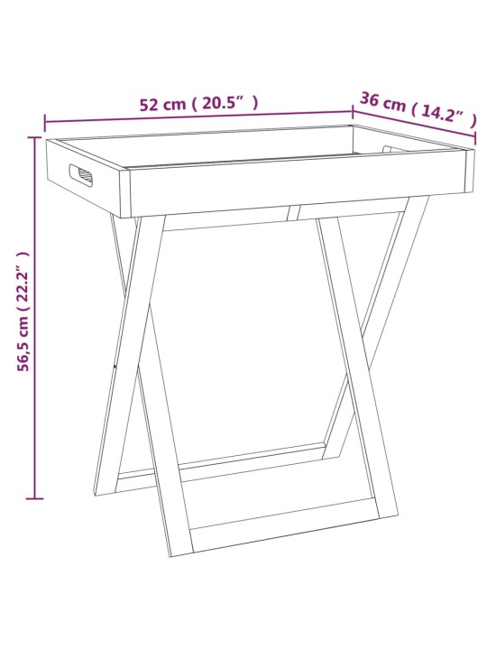 Skládací stolek s podnosem 52x36x56,5 cm masivní ořechové dřevo
