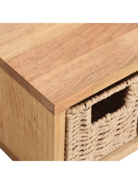 Nástěnná police s košíky 62 x 18 x 16 cm masivní ořechové dřevo