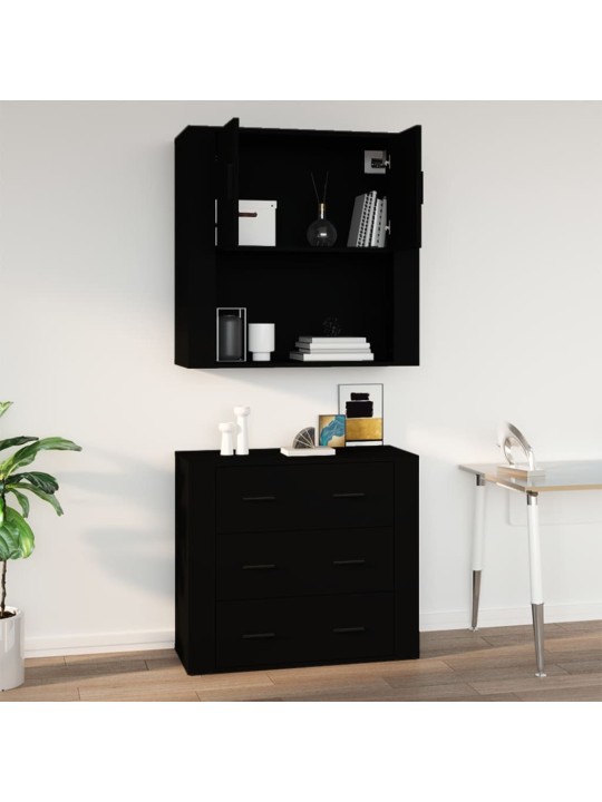Nástěnná skříňka černá 80x33x80 cm kompozitní dřevo