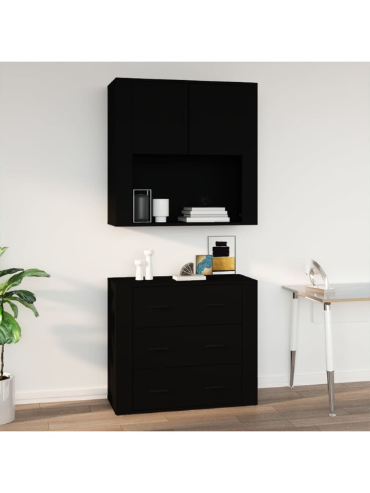 Nástěnná skříňka černá 80x33x80 cm kompozitní dřevo