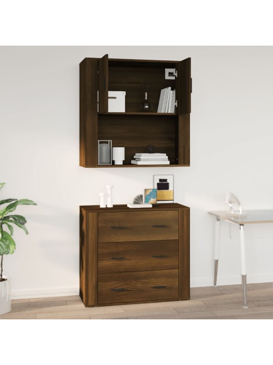 Nástěnná skříňka hnědý dub 80x33x80 cm kompozitní dřevo