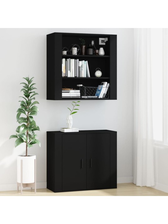 Nástěnná skříňka černá 80x33x80 cm kompozitní dřevo