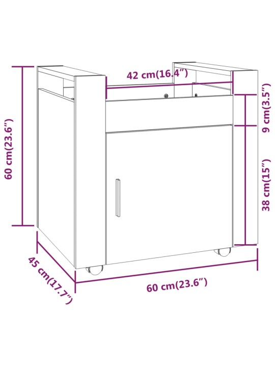 Kancelářský kontejner betonově šedý 60x45x60cm kompozitní dřevo