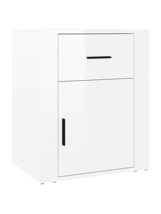 Noční stolek bílý s vysokým leskem 50x36x60 cm kompozitní dřevo