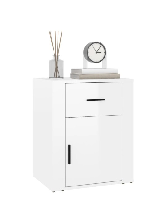 Noční stolek bílý s vysokým leskem 50x36x60 cm kompozitní dřevo
