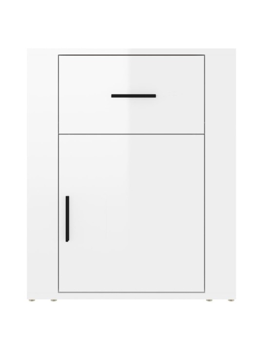 Noční stolek bílý s vysokým leskem 50x36x60 cm kompozitní dřevo